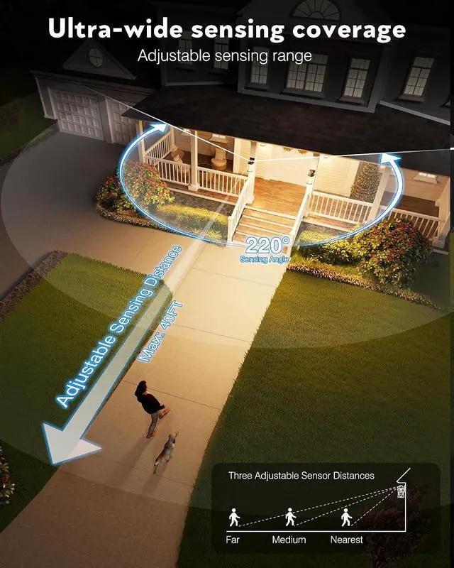 Alt view image 4 of 7 - VIANIS Black Motion Sensor Porch Lights Outdoor, Modern Dusk to Dawn Exterior Lighting Fixtures Wall Mount for House, Anti-Rust 100% Aluminum Waterproof Outdoor Sconce Lights for Garage, Front Door