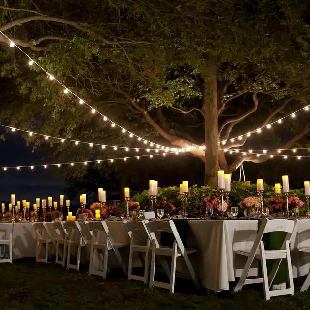 Alt view image 6 of 7 - Banord Outdoor String Lights, 48FT Waterproof Patio Lights with 1W Dimmable LED Bulbs, White Hanging String Lights for Outdoor Backyard, Garden, Deck, Porch, Gazebo, Balcony, Camping, Party