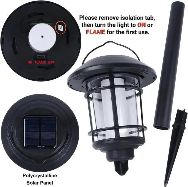 Alt view image 4 of 7 - Dynaming 6 Pack Solar Flame Torch Lights Outdoor, Halloween Dual Use Flickering Flame Garden Light, Christmas Hanging Lanterns, Auto On/Off & Waterproof Lighting for Lawn Patio Yard Walkway Driveway