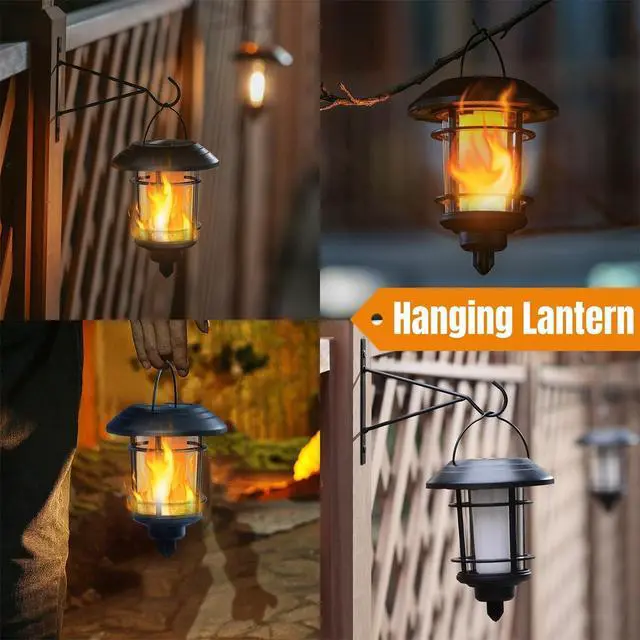Alt view image 6 of 7 - Dynaming 6 Pack Solar Flame Torch Lights Outdoor, Halloween Dual Use Flickering Flame Garden Light, Christmas Hanging Lanterns, Auto On/Off & Waterproof Lighting for Lawn Patio Yard Walkway Driveway