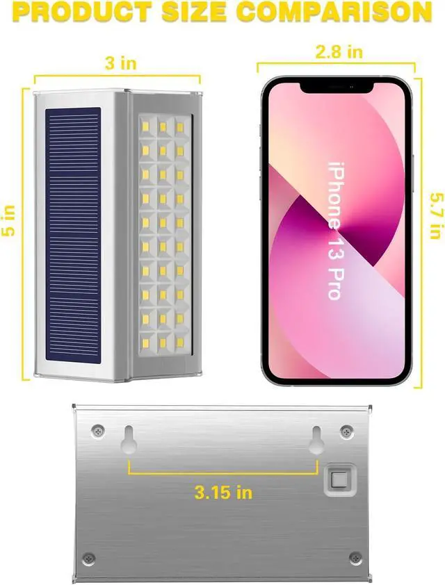 Alt view image 6 of 7 - ROSHWEY Solar Lights Outdoor, 10 Pack 30 LED Fence Lights Waterproof Solar Powered Deck Post Lamps Stainless Steel Outside Step Lighting for Backyard Yard Walkway Stairs, Cool White Light