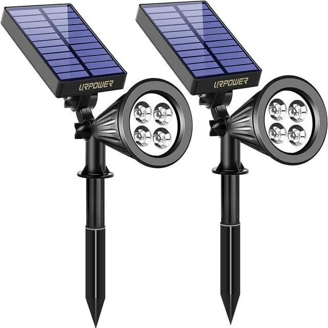 Main image of URPOWER Solar Lights Outdoor, 2-in-1 Solar Spot Lights Waterproof with 2 Lighting Modes, Adjustable Solar Powered Spotlights Auto On/Off Landscape Lights for Yard Garden Pathway, 2 Pack (Cool White)