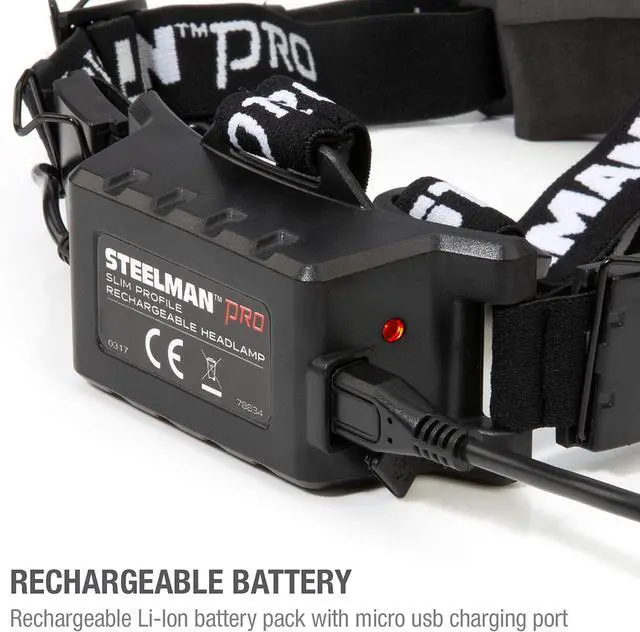 Alt view image 6 of 7 - Steelman Slim Profile Rechargeable LED Motion-Activated Headlamp, 250-Lumen, 3 Brightness Settings, 20-Meter Range, Water-Resistant