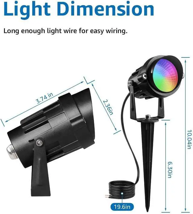 Alt view image 4 of 7 - SUNVIE RGBW Low Voltage Landscape Lights Color Changing 12W LED Landscape Lighting Outdoor Waterproof Remote Control for Garden Yard Pathway Christmas Decorative Lighting, 12 Pack with Connector
