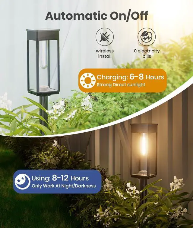 Alt view image 7 of 7 - ALFIOT Solar Pathway Lights Outdoor, 8 Pack Bright Solar Lights Outdoor, Auto On/Off, IP65 Waterproof Solar Garden Lights Solar Powered Landscape Lighting for Yard Patio Walkway Driveway Pathway