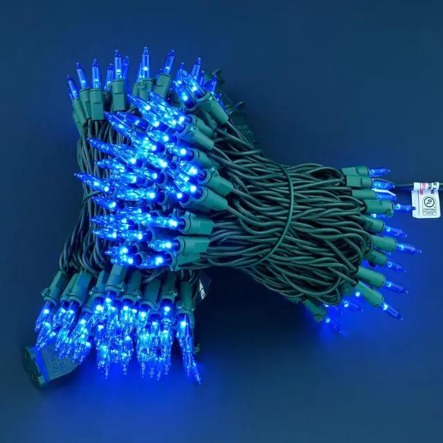 Alt view image 3 of 7 - YULETIME 200 Blue Christmas String Lights, 2 Set 33 ft 100 ct Green Wire | Incandescent-Like LED Bulbs, End-to-End Connectable, UL Certified, 2-Strand, 66' Total Length, 4" Spacing
