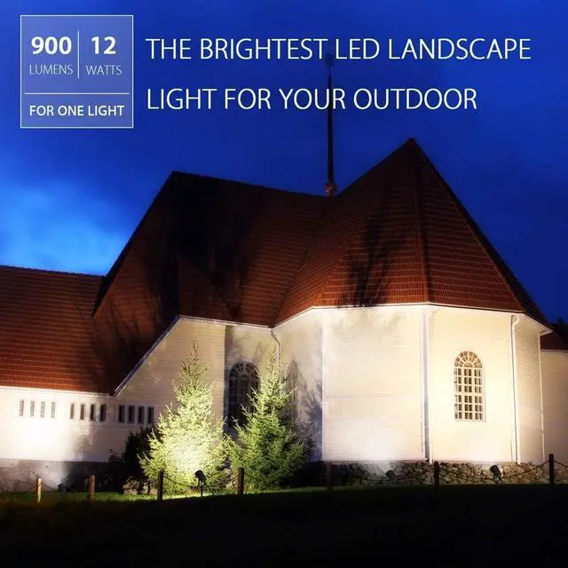 Alt view image 6 of 7 - SUNVIE Outdoor Landscape LED Lighting 12W Waterproof Garden Lights COB Led Spotlights with Spiked Stand for Lawn Decorative Lamp US 3- Plug 3000K Warm White (2 Packs)