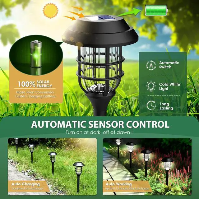 Alt view image 2 of 7 - SOLPEX Solar Lights for Outside, Solar Outdoor Pathway Garden Lights Waterproof, Solar Powered Landscape Lighting for Yard, Garden, Pathway, Patio, Porch, Walkway, Driveway, 8 Pack(Cold White)