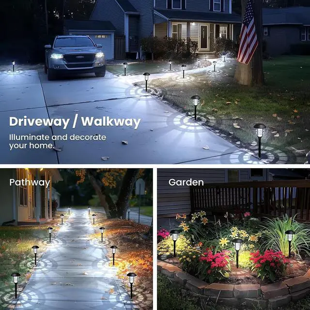 Alt view image 4 of 7 - SOLPEX Solar Lights for Outside, Solar Outdoor Pathway Garden Lights Waterproof, Solar Powered Landscape Lighting for Yard, Garden, Pathway, Patio, Porch, Walkway, Driveway, 8 Pack(Cold White)