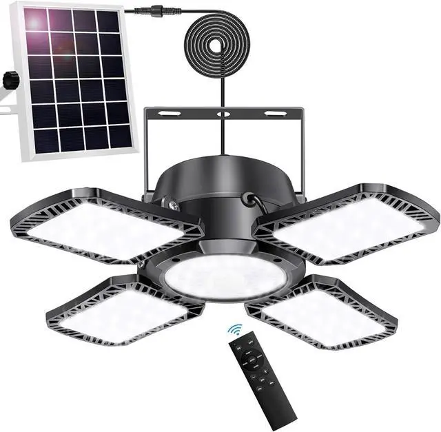 Main image of Auzev Solar Shed Light Indoor Outdoor Upgrade 176 LED 4 and 1 Heads Solar Powered Motion Sensor Pandent Daytime Work Lights with 4 Modes Remote Control Security lamp for Garage Gazebo Barn