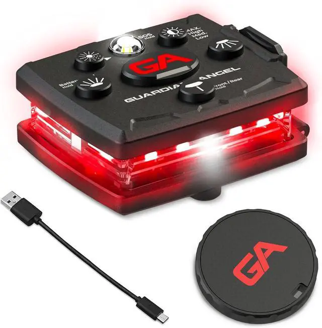 Main image of Guardian Angel Micro Series Safety Light, Beacon Device (Red Front & Red Rear) | Rechargeable, Magnetic & Hands-Free Wearable LED Light for Dog Walking, Cycling, Camping, Boating & Kayaking