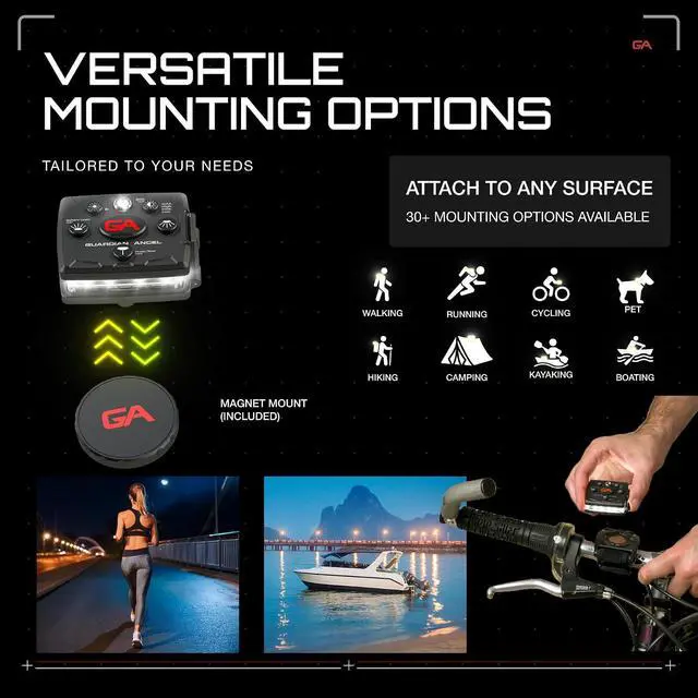 Alt view image 3 of 7 - Guardian Angel Micro Series Safety Light, Beacon Device (Red Front & Red Rear) | Rechargeable, Magnetic & Hands-Free Wearable LED Light for Dog Walking, Cycling, Camping, Boating & Kayaking