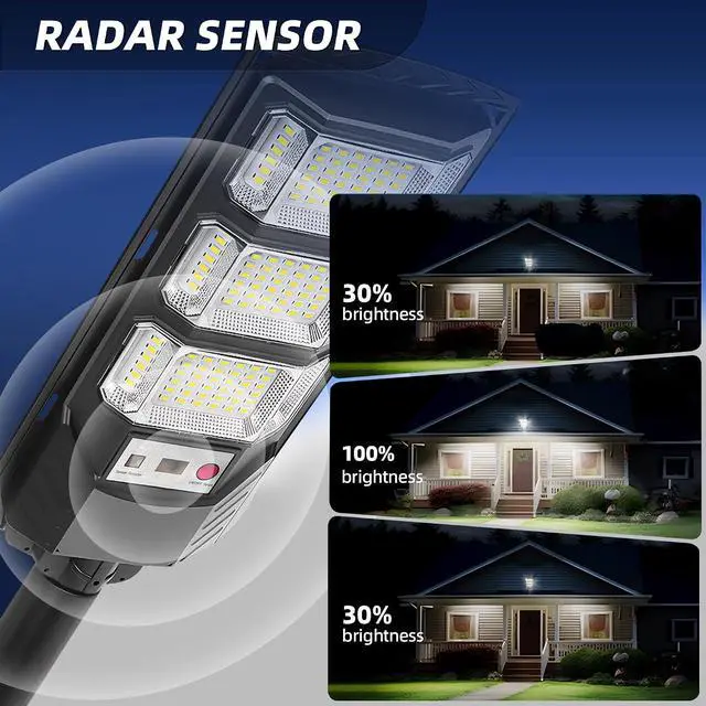 Alt view image 3 of 6 - FOWSEEK Solar Street Lights Outdoor 2 Pack, 6500K Solar Lights Outdoor Waterproof with Motion Sensor, Lamparas Luces Solares para Exteriores Dusk to Dawn Commercial Lighting for Yard Path