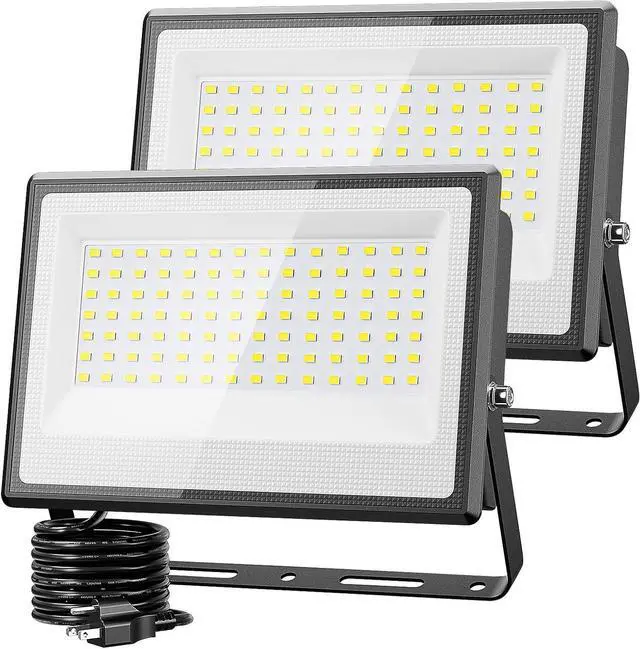 Main image of Olafus 2 Pack 130W LED Flood Light Outdoor, 13000lm LED Work Light with Plug, IP66 Waterproof Exterior Security Lights, 6500K Daylight White Outside Floodlights for Playground Yard Stadium Lawn