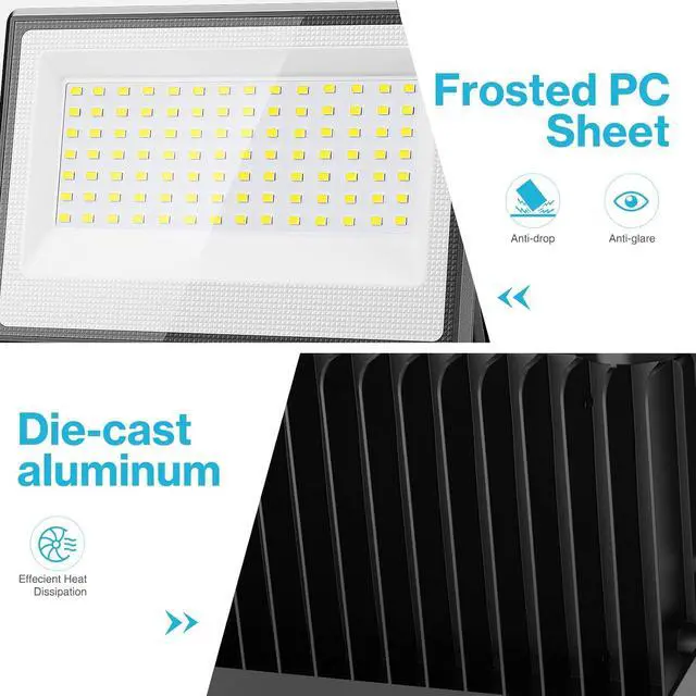 Alt view image 6 of 7 - Olafus 2 Pack 130W LED Flood Light Outdoor, 13000lm LED Work Light with Plug, IP66 Waterproof Exterior Security Lights, 6500K Daylight White Outside Floodlights for Playground Yard Stadium Lawn