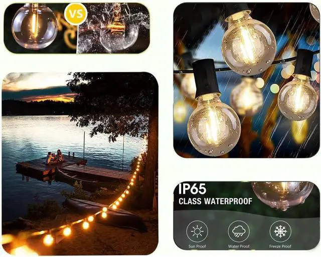 Alt view image 4 of 7 - Lampat String Lights, LED 25 Light Bulbs 25Ft G40 Globe String Lights with Bulbs for Indoor/Outdoor Commercial Decor
