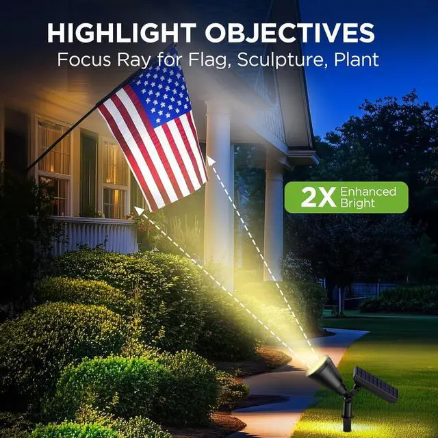 Alt view image 3 of 7 - InnoGear Solar Lights Outdoor Waterproof Solar Garden Light for Outside Yard Landscape Lighting Pathway Spot Lights Spotlight Wall Light Auto On/Off, Pack of 4 (Warm White)