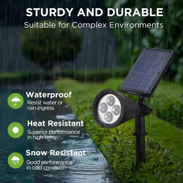 Alt view image 5 of 7 - InnoGear Solar Lights Outdoor Waterproof Solar Garden Light for Outside Yard Landscape Lighting Pathway Spot Lights Spotlight Wall Light Auto On/Off, Pack of 4 (Warm White)