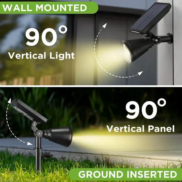 Alt view image 6 of 7 - InnoGear Solar Lights Outdoor Waterproof Solar Garden Light for Outside Yard Landscape Lighting Pathway Spot Lights Spotlight Wall Light Auto On/Off, Pack of 4 (Warm White)
