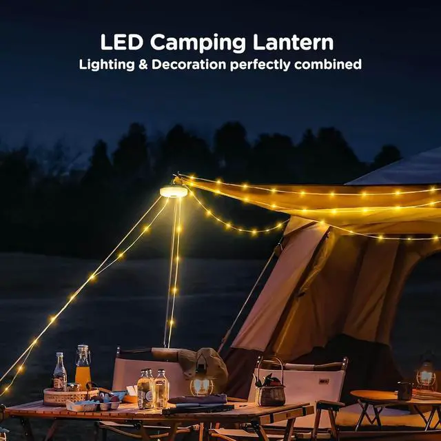 Alt view image 2 of 6 - OGERY 2-Pack Camping String Lights, 32.8FT Rechargeable Christmas String Lights Outdoor/Indoor, 8 Modes 4-in-1 Quick Storage Fairy Lights Portable Lamp for Xmas Tree Decor Party Camping Essentials