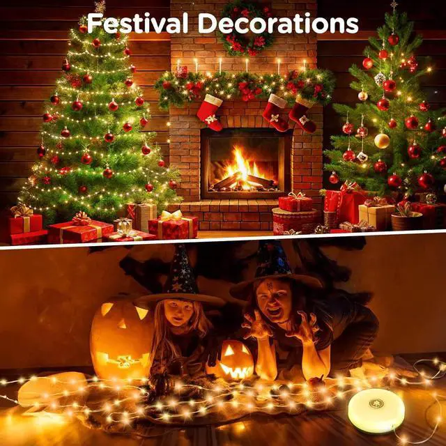 Alt view image 6 of 6 - OGERY 2-Pack Camping String Lights, 32.8FT Rechargeable Christmas String Lights Outdoor/Indoor, 8 Modes 4-in-1 Quick Storage Fairy Lights Portable Lamp for Xmas Tree Decor Party Camping Essentials