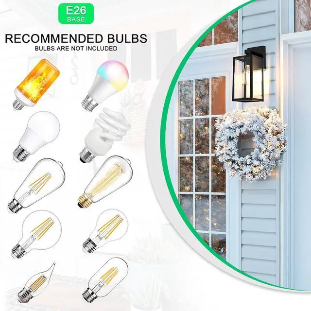 Alt view image 6 of 7 - MAXvolador Outdoor Wall Lantern, Exterior Waterproof Wall Sconce Light Fixture, Black Anti-Rust Mount Light with Clear Glass, E26 Base Wall Lamp