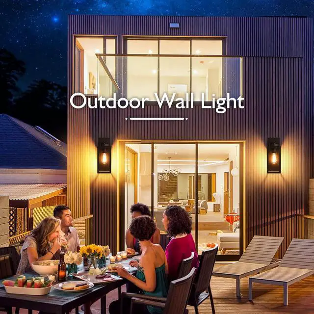 Alt view image 6 of 7 - BesLowe Outdoor Wall Mount Light Fixture, Exterior Wall Lantern Waterproof, Black Outside Porch Sconce Lighting with Matte Black Finish & Glass Shade for House Garage Doorway Patio, E26 Socket
