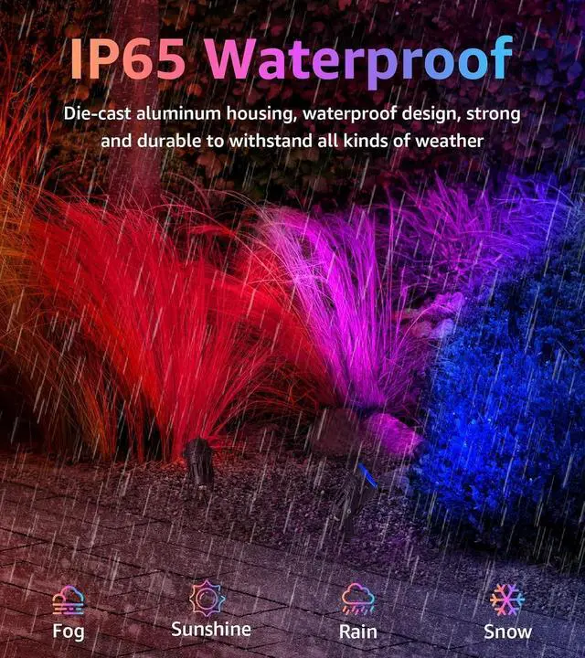 Alt view image 3 of 7 - SUNVIE RGB Spot Lights Outdoor 12W LED Color Changing Landscape Lights with Remote Control 120V RGBW Landscape Lighting Waterproof Outdoor Spotlight for Yard Garden Patio Lawn Decorative, 2 Pack