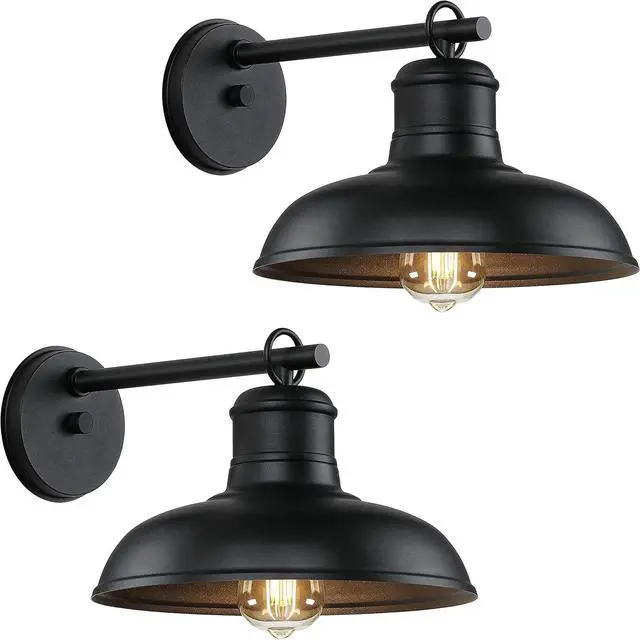 Main image of 2-Pack Outdoor Wall Lights, Vintage Black Wall Sconces, Exterior Farmhouse Barn Light Fixtures, Indoor Wall Mount Lighting Fixtures, Anti-Rust Waterproof Exterior Light for Patio Porch Doorway Garage