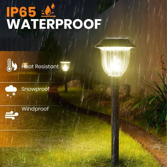 Alt view image 7 of 7 - Bright 10 Pack Solar Pathway Lights Outdoor, Solar Powered Garden Lights Waterproof IP65, Auto On/Off LED Solar Lights for Landscape Path Lighting,Decor for Yard,Patio,Driveway,Lawn (Warm White)