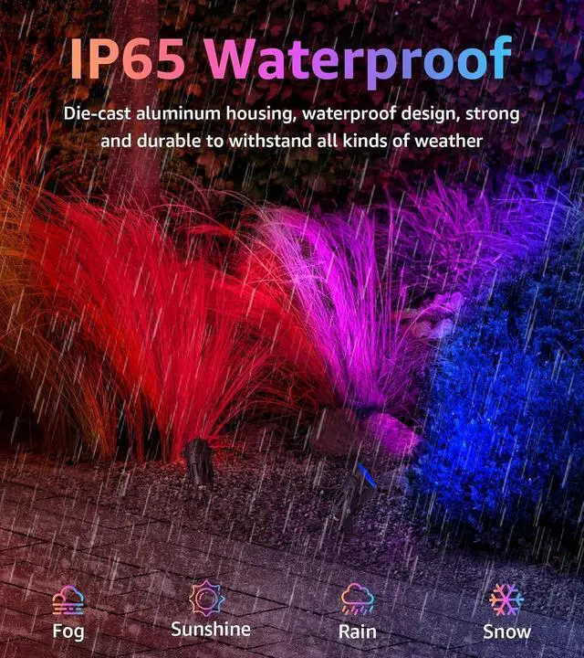 Alt view image 4 of 7 - SUNVIE Spot Lights Outdoor 12W RGBW Color Changing Landscape Lights with Remote Control 120V RGB Landscape Lighting Waterproof Outdoor Spotlights for Yard Garden Patio Lawn Decorative, 4 Pack