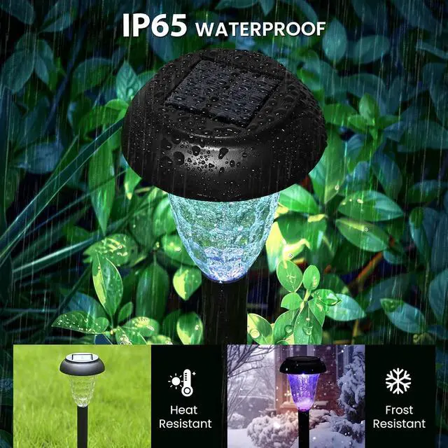 Alt view image 6 of 7 - TISEJOY Solar Pathway Lights Outdoor Waterproof 12 Pack Color Changing Garden Light for Yard Patio Driveway Walkway Lawn Landscape Lighting for Outdoor 4th of July Decorations