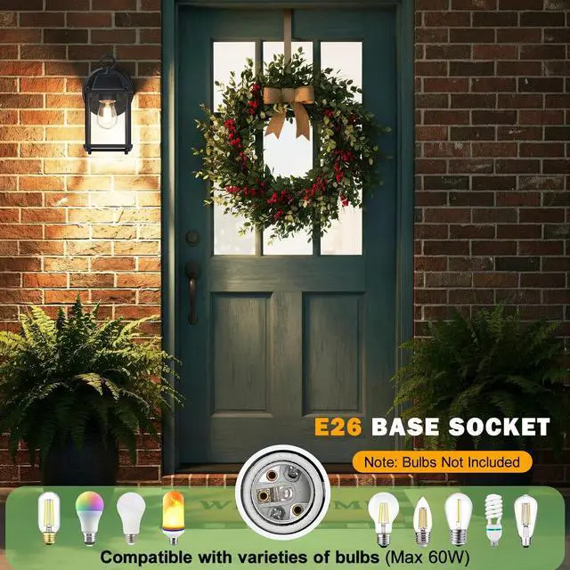 Alt view image 4 of 6 - LIT-PaTH Outdoor Wall Lantern, Wall Sconce as Porch Lighting Fixture, E26 Base, Aluminum Housing Plus Glass, Water-Proof and Outdoor Rated, ETL Qualified, 1-Pack, Black