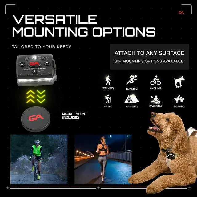 Alt view image 3 of 7 - Guardian Angel Micro Series Safety Lights, Beacon Device (Green Front & Green Rear) | Rechargeable, Magnetic & Hands-Free Wearable LED Light for Dog Walking, Cycling, Camping & Kayaking