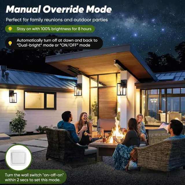 Alt view image 4 of 7 - Upgraded Motion Sensor Outdoor Wall Light, 10.6 Small Dusk to Dawn Porch Light Wall Sconce Lantern, 3 Lighting Modes Exterior Lighting Fixture, Outside Light for House Front Door Garage, Black