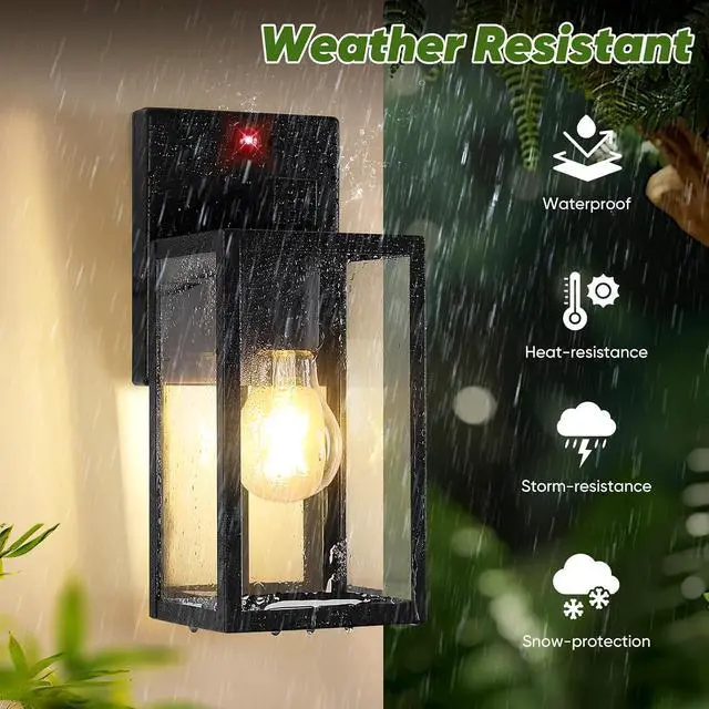Alt view image 5 of 7 - Upgraded Motion Sensor Outdoor Wall Light, 10.6 Small Dusk to Dawn Porch Light Wall Sconce Lantern, 3 Lighting Modes Exterior Lighting Fixture, Outside Light for House Front Door Garage, Black