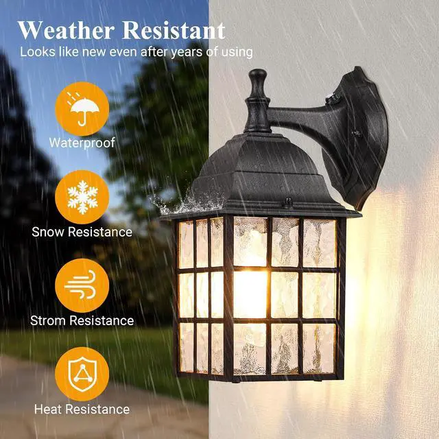 Alt view image 3 of 7 - WIHTU 2-Pack Dusk to Dawn Outdoor Wall Lights, Sensor Exterior Light Fixtures, Porch Lights, Black Waterproof Wall Sconces, Outside Lighting for Garage, Front Door