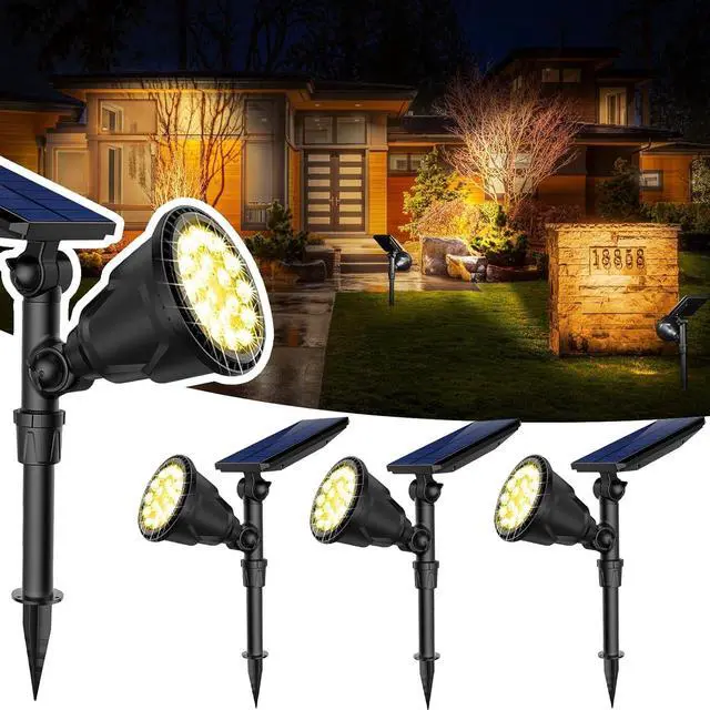 Main image of JSOT 600 Lumen Bright Solar Lights Outdoor Waterproof,Solar Powered Landscape Spotlights Solar Walkway Lighting for Backyard Garden Pathway Driveway Path Wall Patio Decor Warm White 4 Pack