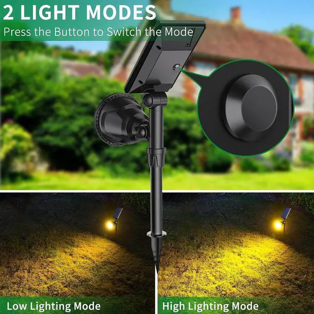 Alt view image 3 of 7 - JSOT 600 Lumen Bright Solar Lights Outdoor Waterproof,Solar Powered Landscape Spotlights Solar Walkway Lighting for Backyard Garden Pathway Driveway Path Wall Patio Decor Warm White 4 Pack