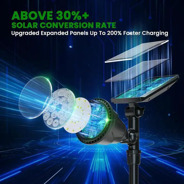 Alt view image 4 of 7 - JSOT 600 Lumen Bright Solar Lights Outdoor Waterproof,Solar Powered Landscape Spotlights Solar Walkway Lighting for Backyard Garden Pathway Driveway Path Wall Patio Decor Warm White 4 Pack