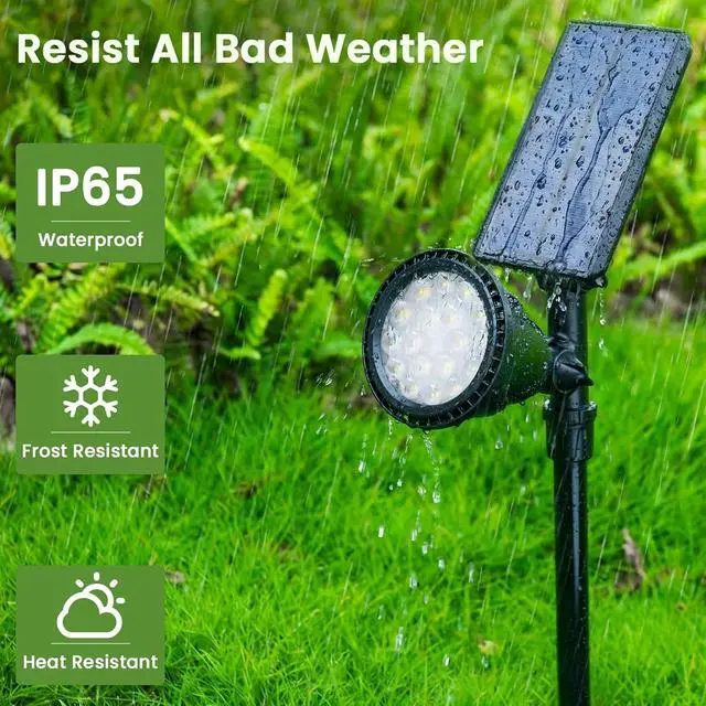 Alt view image 5 of 7 - JSOT 600 Lumen Bright Solar Lights Outdoor Waterproof,Solar Powered Landscape Spotlights Solar Walkway Lighting for Backyard Garden Pathway Driveway Path Wall Patio Decor Warm White 4 Pack