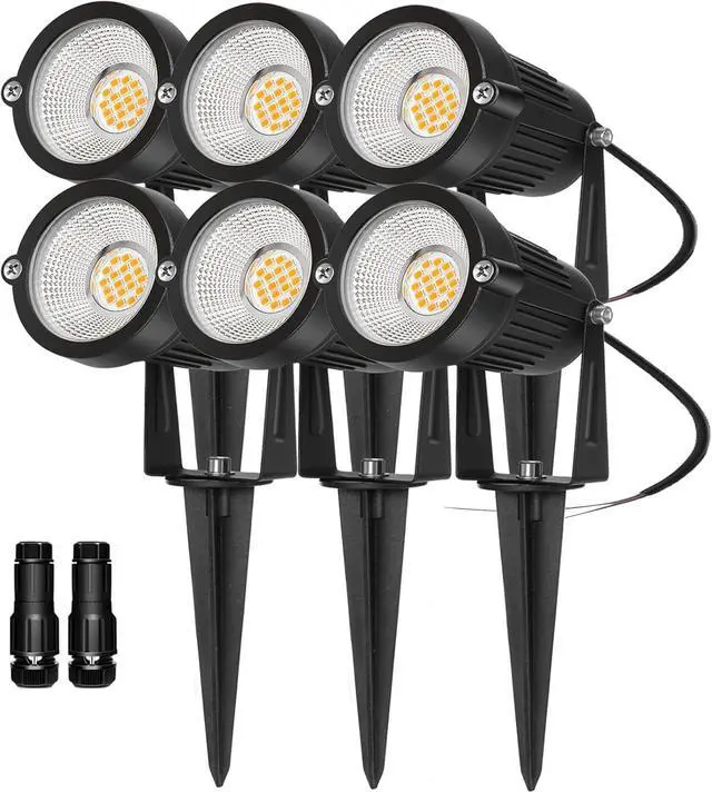 Main image of REEGOLD Low Voltage Landscape Lights Outdoor: 7W 700LM LED Landscape Lighting with Connectors for Tree Garden Yard Pathway | 12V 24V Warm White 2700K Spotlights | IP65 Waterproof | 6 Pack