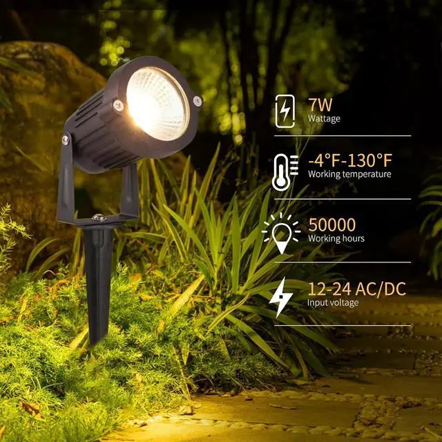Alt view image 2 of 7 - REEGOLD Low Voltage Landscape Lights Outdoor: 7W 700LM LED Landscape Lighting with Connectors for Tree Garden Yard Pathway | 12V 24V Warm White 2700K Spotlights | IP65 Waterproof | 6 Pack
