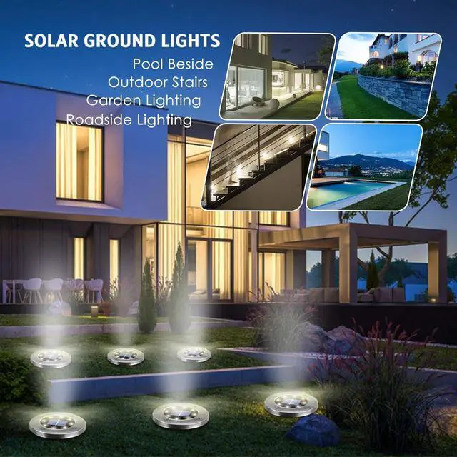 Alt view image 2 of 7 - OULONGER 4.6inch Solar Lights Outdoor Waterproof,12Pack Solar Lights for Outside,Solar Garden Lights Landscape Lighting for Patio Pathway Lawn Yard Deck Driveway Walkway(White Light)