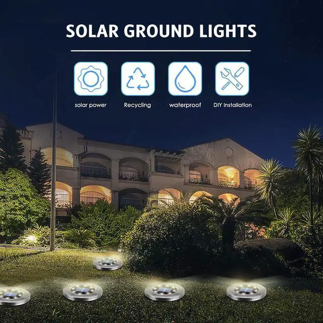 Alt view image 4 of 7 - OULONGER 4.6inch Solar Lights Outdoor Waterproof,12Pack Solar Lights for Outside,Solar Garden Lights Landscape Lighting for Patio Pathway Lawn Yard Deck Driveway Walkway(White Light)