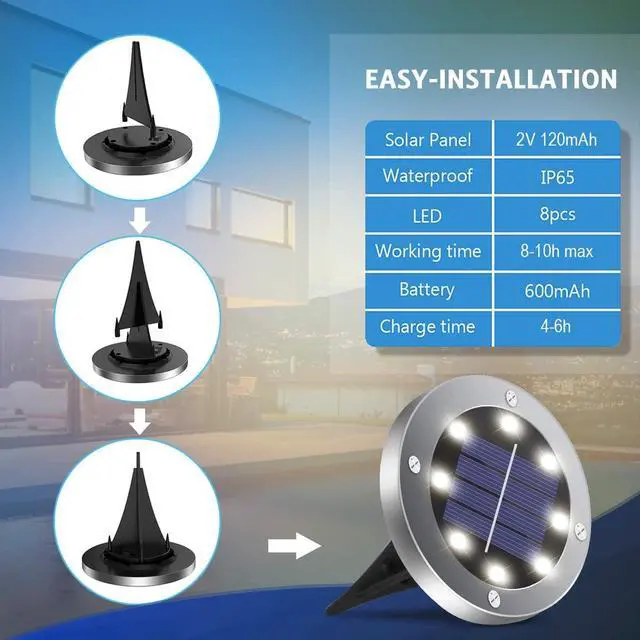 Alt view image 5 of 7 - OULONGER 4.6inch Solar Lights Outdoor Waterproof,12Pack Solar Lights for Outside,Solar Garden Lights Landscape Lighting for Patio Pathway Lawn Yard Deck Driveway Walkway(White Light)