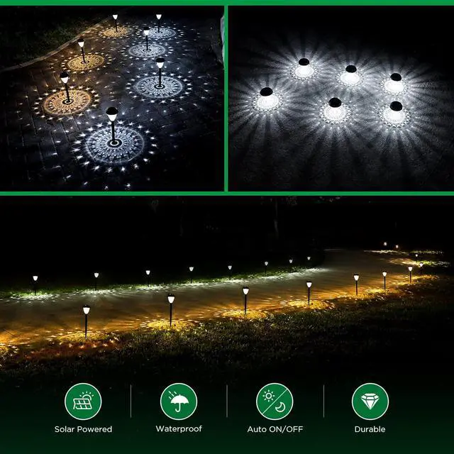 Alt view image 4 of 7 - URAGO Super Bright Solar Lights Outdoor Waterproof-10 Pack, Dusk to Dawn Up to 12 Hrs Solar Powered Outdoor Pathway Garden Lights Auto On/Off, LED Landscape Lighting Decorative for Walkway Patio Yard