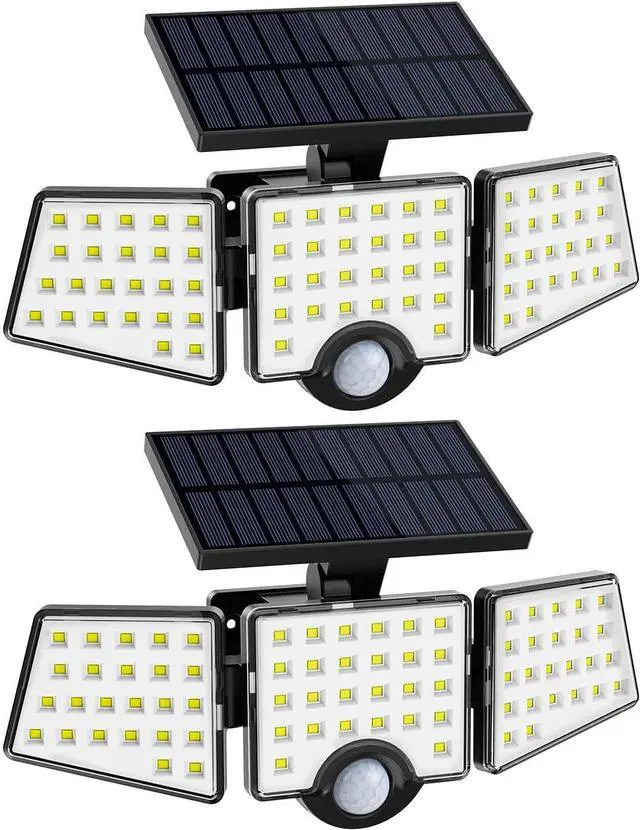 Main image of LE Solar Lights for Outside, Solar Lights Outdoor with Motion Sensor, WL4000 High Brightness, 3 Adjustable Heads 270° Wide Lighting Angle, IP65 Waterproof, Wireless Wall Lamp for Yard Garage, 2 Packs
