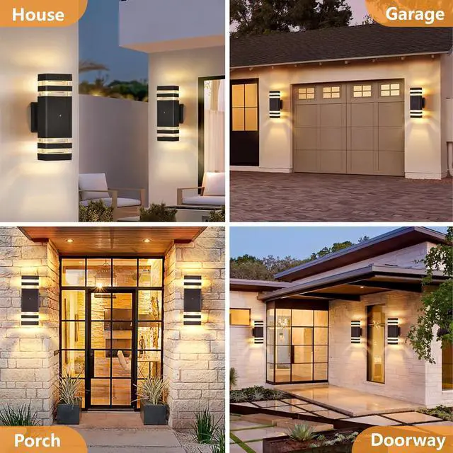 Alt view image 6 of 6 - DASTOR Dusk to Dawn Outdoor Wall Lights 2 Pack, 3000K Warm White Exterior Lighting Fixtures, Up and Down Porch Lights Outdoor Wall, Waterproof Outside Lights for House Garage Patio