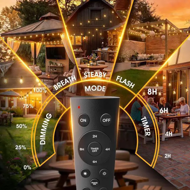 Alt view image 3 of 7 - addlon 50FT LED Outdoor String Lights with Edison Shatterproof Bulbs, Weatherproof Strand, Commercial Grade Patio Lights, Decorative for Garden or Patio, Black
